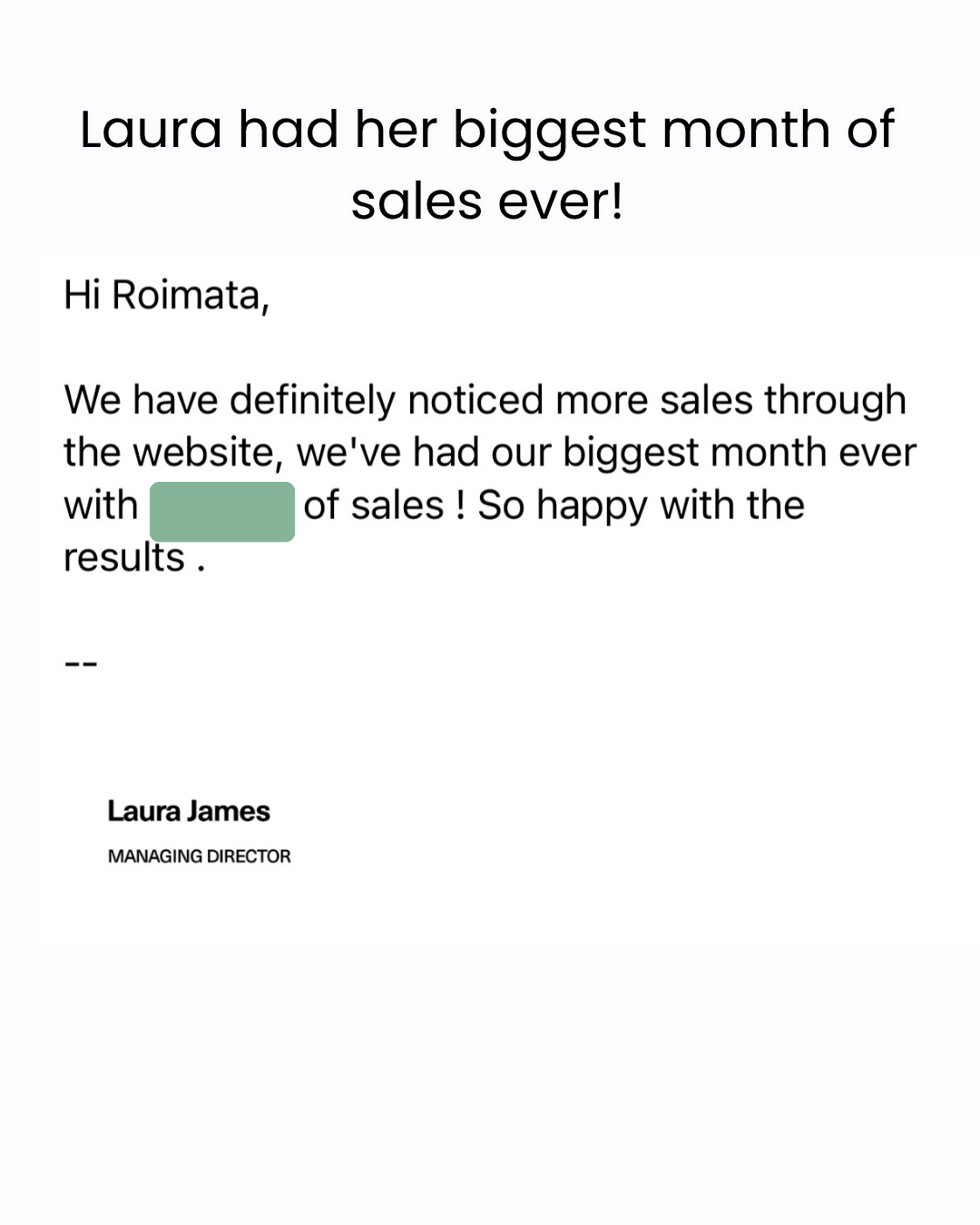 Real client result: biggest month of sales ever
